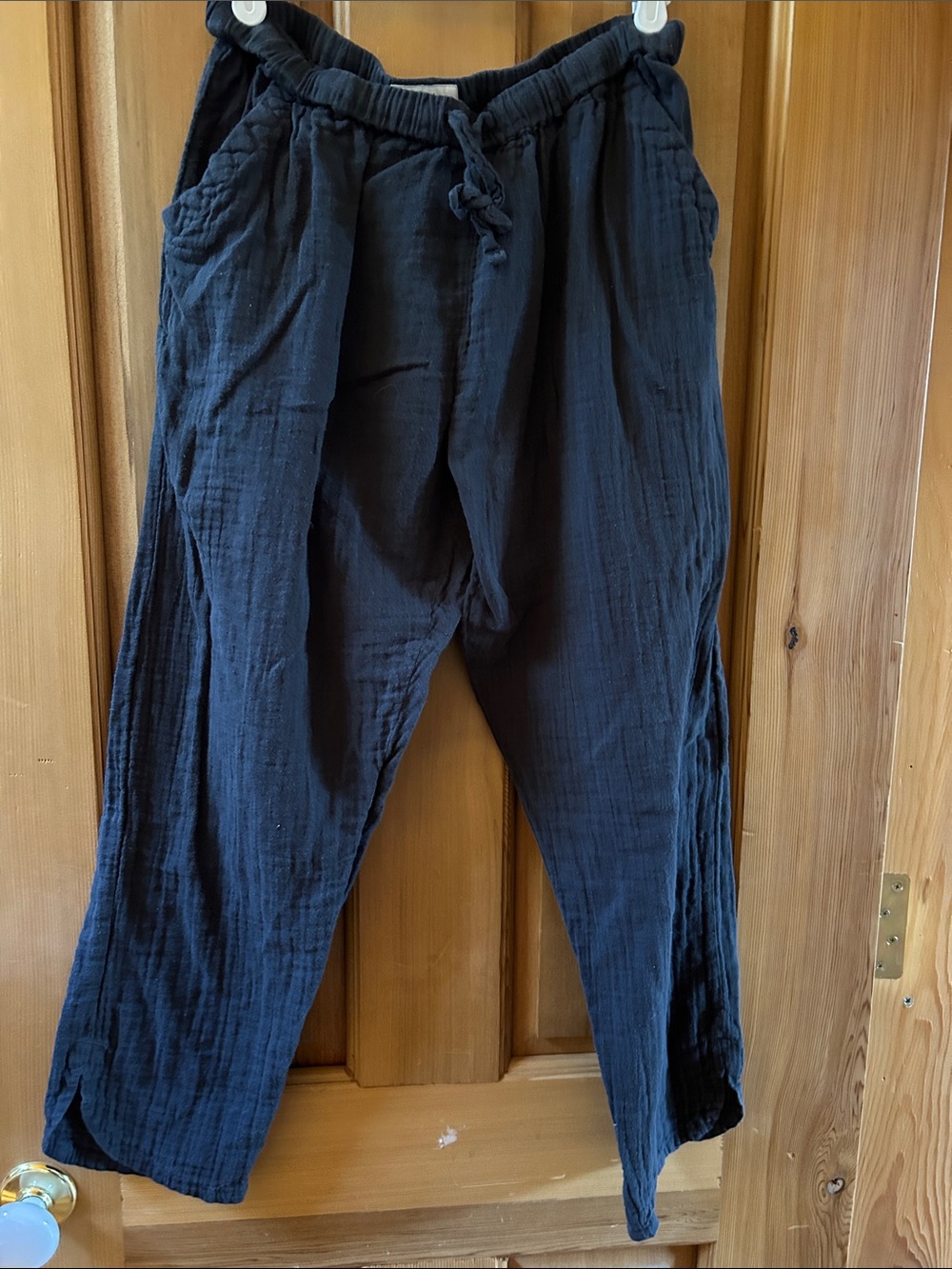 Pact Black Cropped Drawstring Pants